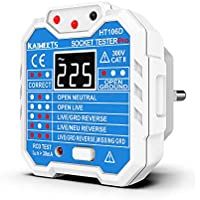 KAIWEETS HT106D Comprobador de Enchufe de 48 a 250V Probador de RCD Enchufe con LCD Pantalla que Medir Voltaje- Examinar…